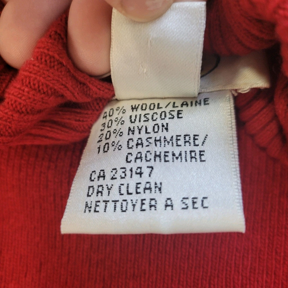 Talbots Sweater Women's Wool Cashmere Blend Knit RED Crew Neck Short Sleeve SZ S - Picture 7 of 8